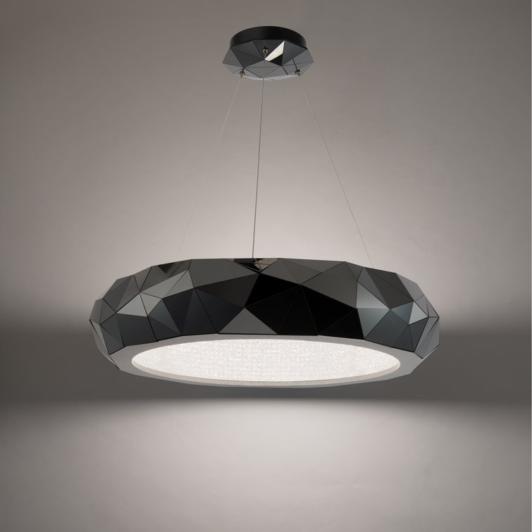 Black Crystal LED Drum Pendant Light