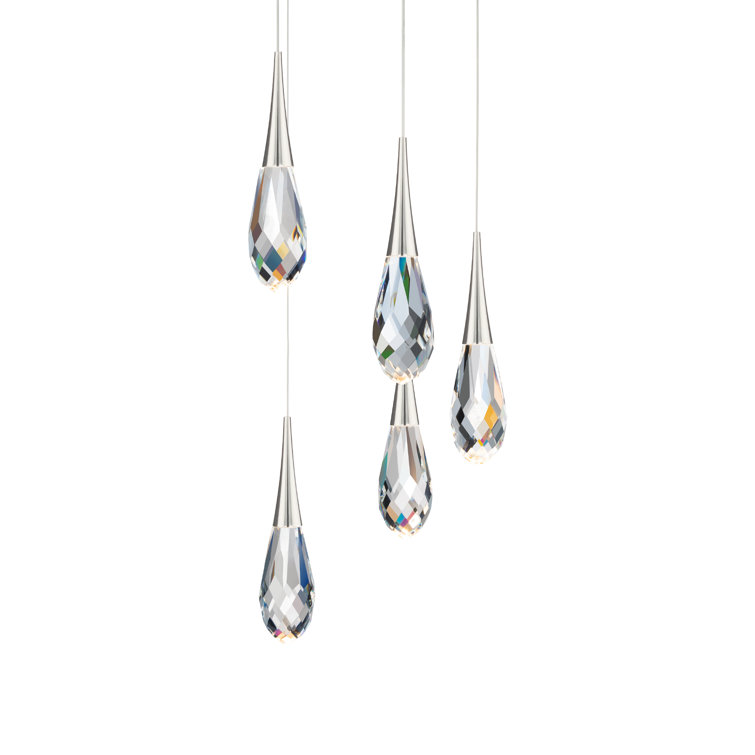 Modern Polished Nickel LED Crystal Globe Pendant Light