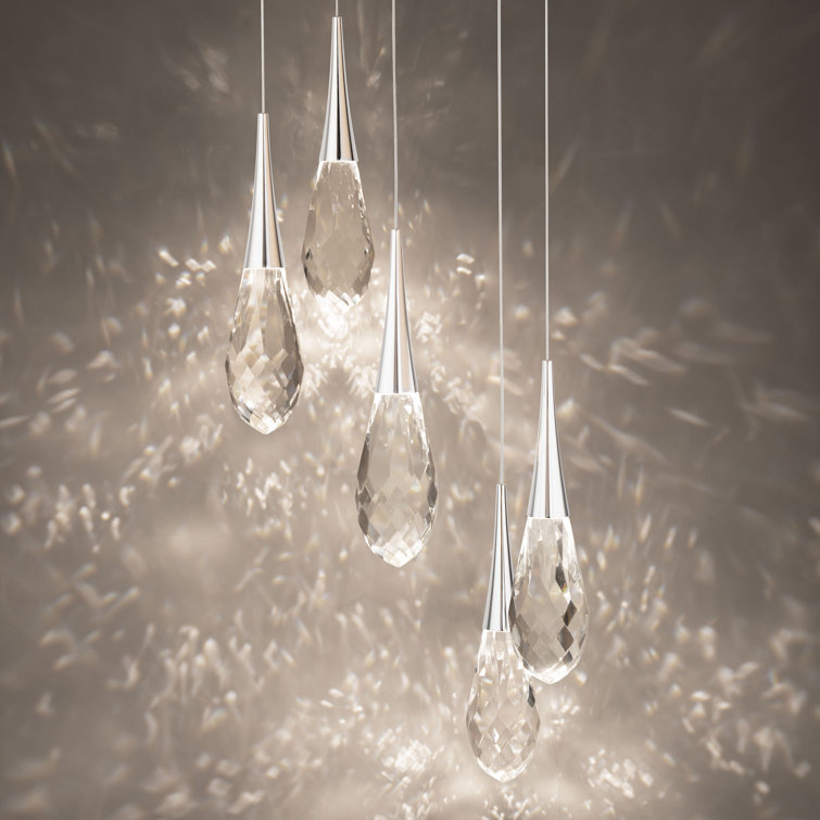 Modern Polished Nickel LED Crystal Globe Pendant Light