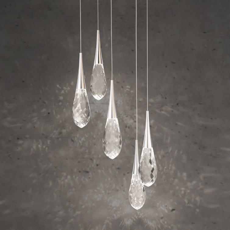 Modern Polished Nickel LED Crystal Globe Pendant Light