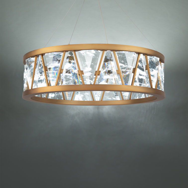 Corinth Aged Brass LED Drum Pendant with Energy Star Certification