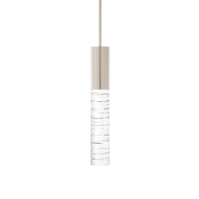 Cru Polished Nickel LED Mini Pendant with Sculpted Crystal
