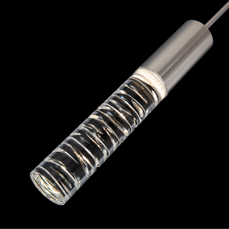 Cru Polished Nickel LED Mini Pendant with Sculpted Crystal