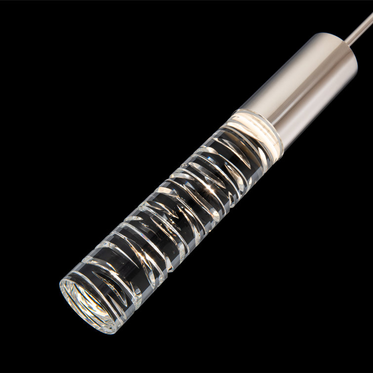 Cru Polished Nickel LED Mini Pendant with Sculpted Crystal