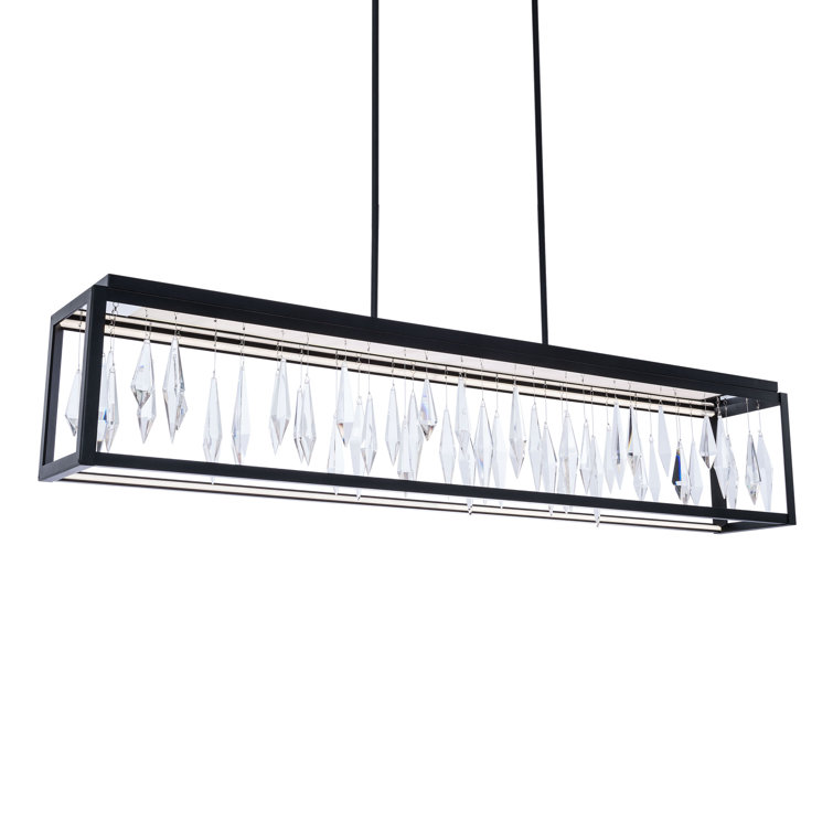 Mirage Crystal Shard Matte Black LED Linear Pendant Light