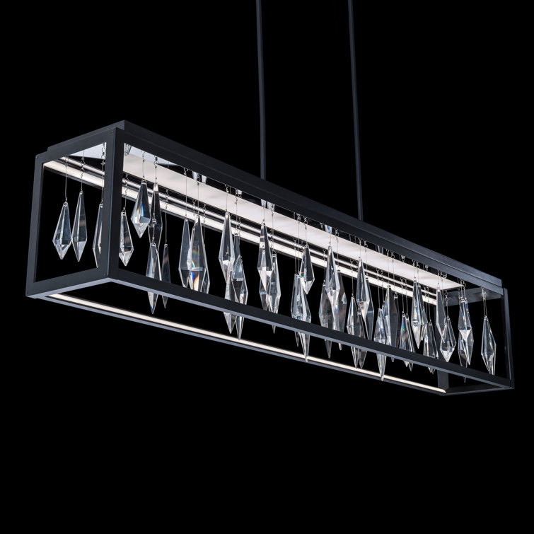 Mirage Crystal Shard Matte Black LED Linear Pendant Light