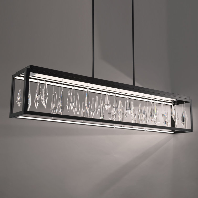 Mirage Crystal Shard Matte Black LED Linear Pendant Light