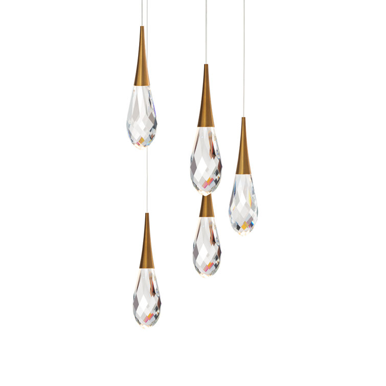 Aged Brass Crystal LED Globe Pendant Light