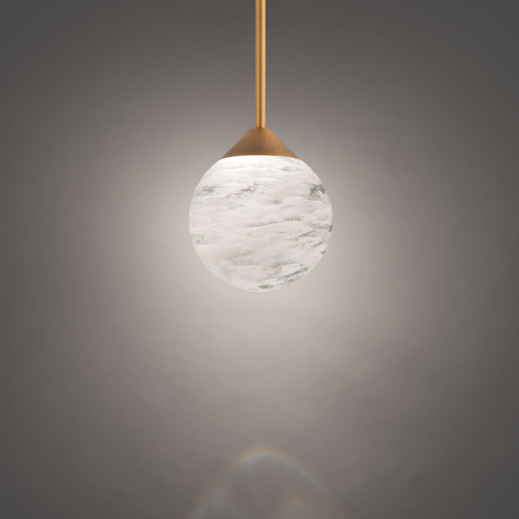 Quest Aged Brass Crystal LED Mini Globe Pendant