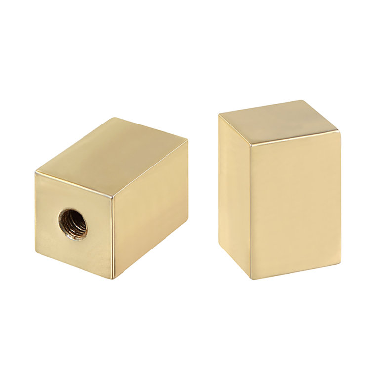 Gold Rectangular Cube Brass Plated Lamp Finial Set