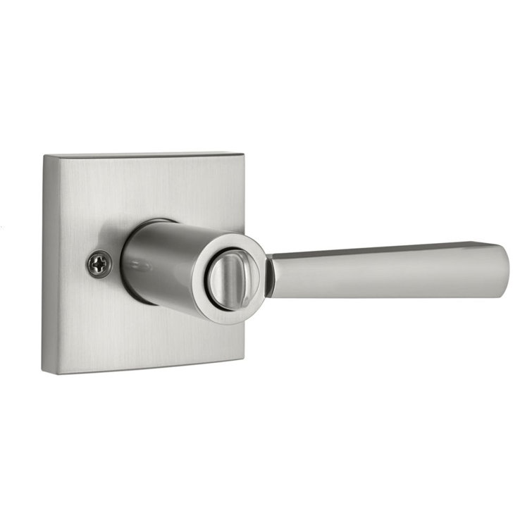 Satin Nickel Square Privacy Door Lever for Bed/Bath
