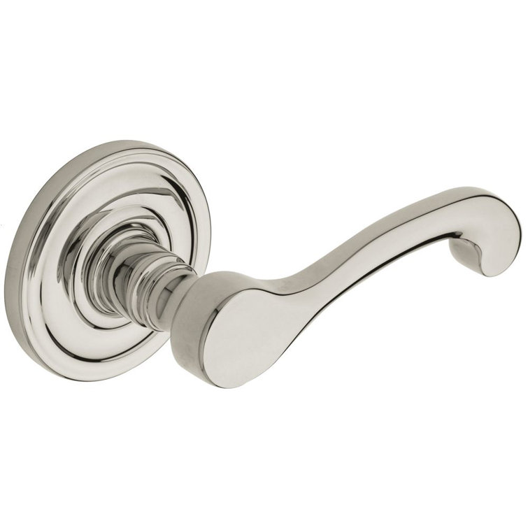 Polished Nickel Left-Handed Dummy Door Lever with Rose
