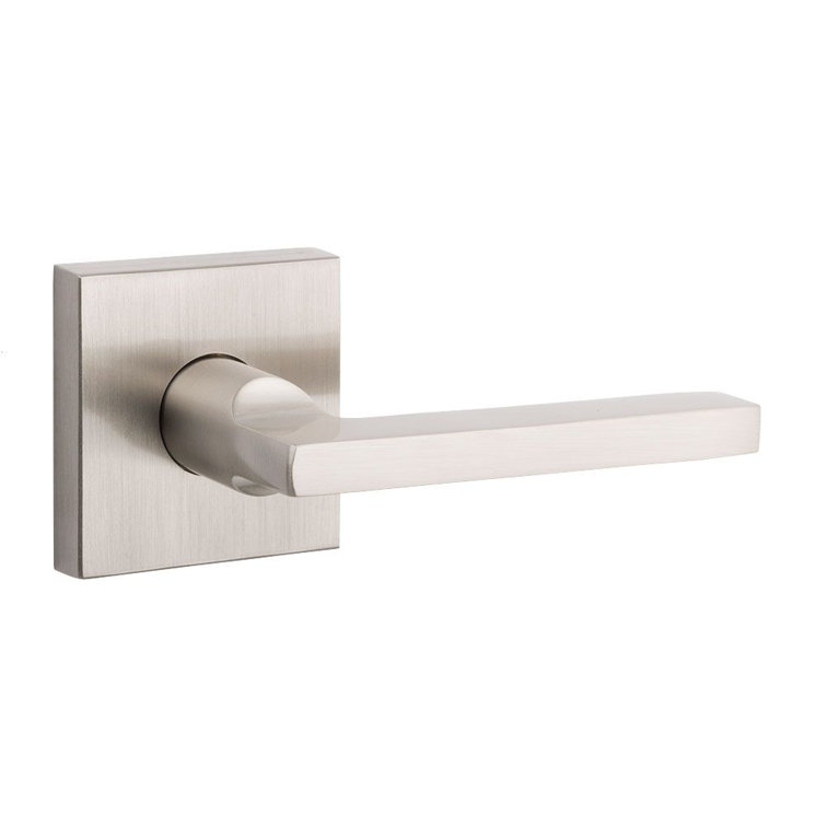 Satin Nickel Square Privacy Door Lever with Adjustable Latch