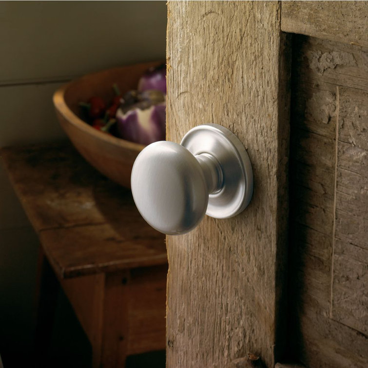 Polished Brass Round Single Dummy Door Knob with Traditional Rose