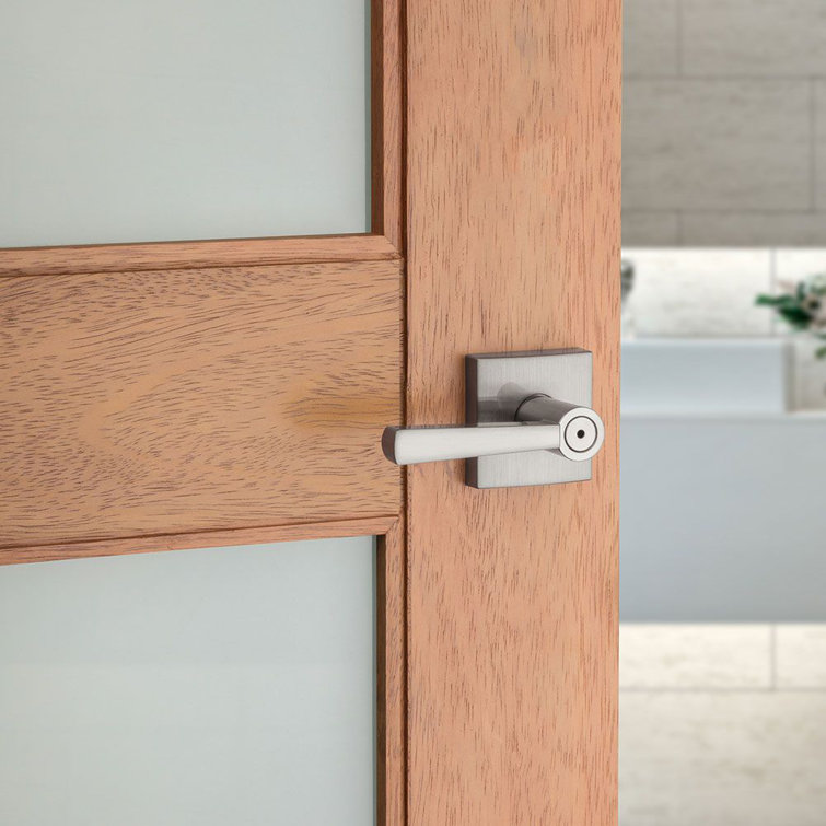 Satin Nickel Square Privacy Door Lever for Bed/Bath