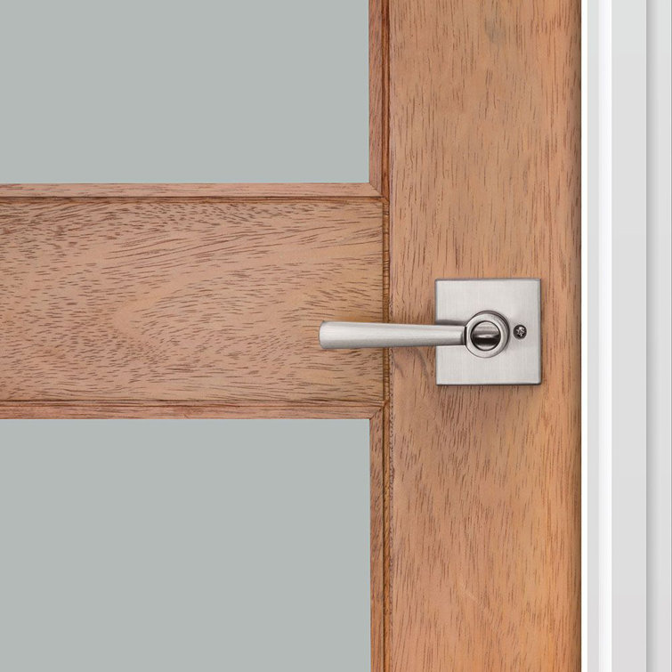 Satin Nickel Square Privacy Door Lever for Bed/Bath