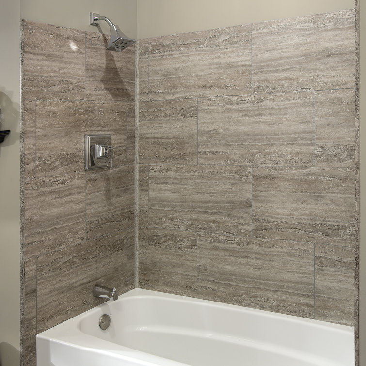 Palisade Grecian Earth Vinyl Tile Shower Kit with Trims