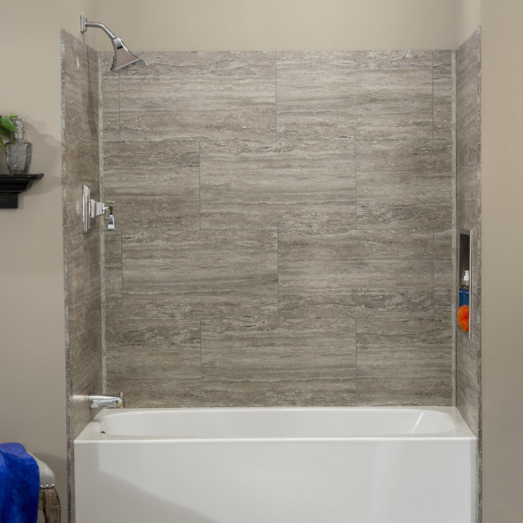 Palisade Grecian Earth Vinyl Tile Shower Kit with Trims