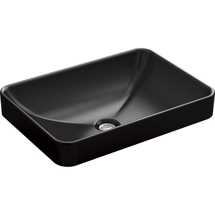 Black Ceramic Rectangle Vessel Bathroom Sink
