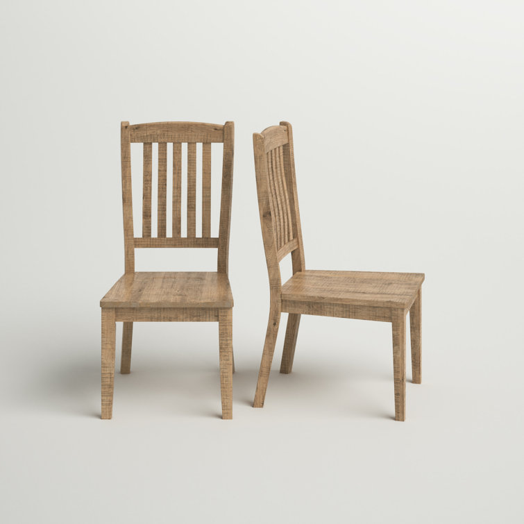 Rustic Brown Solid Pine Slat Back Side Chair