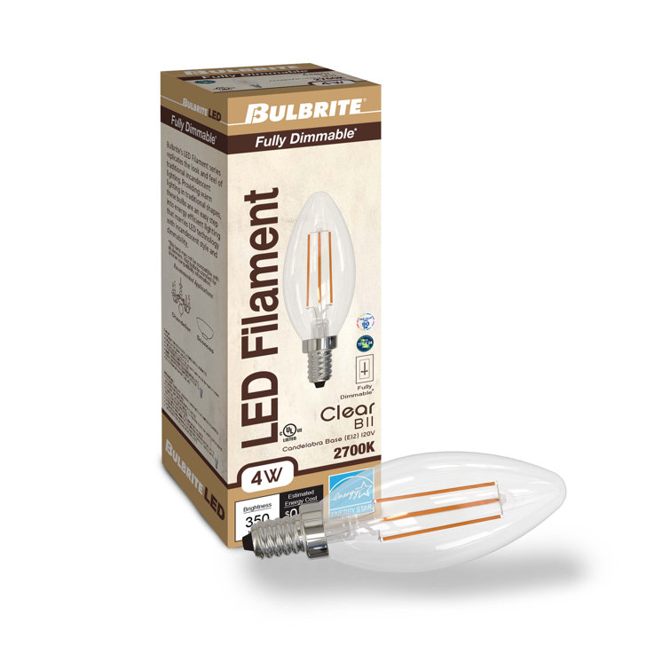 Clear Dimmable LED Edison Candle Light Bulb, 4-Pack