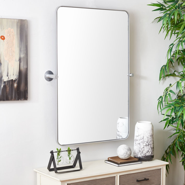 Evvie Silver Rectangular Metal Framed Wall Mirror
