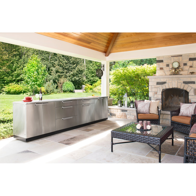 Stainless Steel Modular Outdoor Kitchen Cabinet Set with Drawers