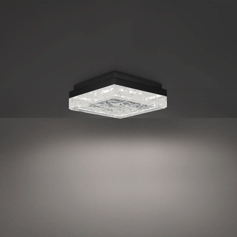 Whisper Crystal 12" Black LED Flush Mount for Indoor/Outdoor