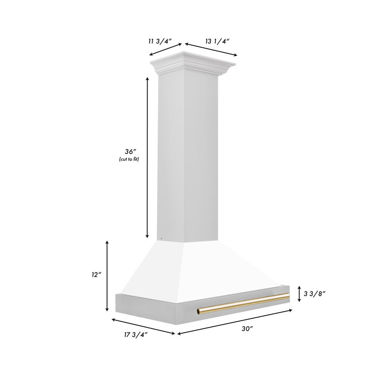 ZLINE 30" White Matte and Gold Stainless Steel Range Hood
