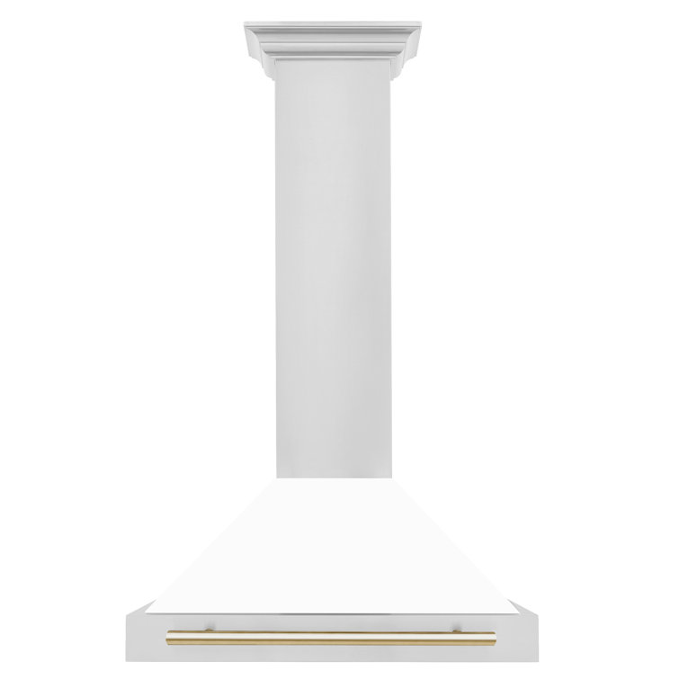 ZLINE 30" White Matte and Gold Stainless Steel Range Hood