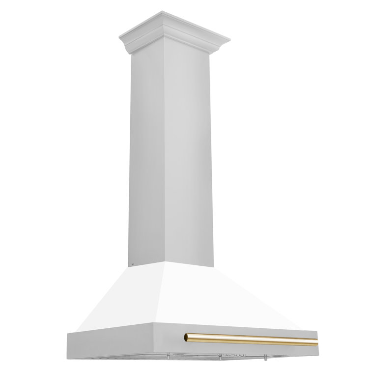 ZLINE 30" White Matte and Gold Stainless Steel Range Hood