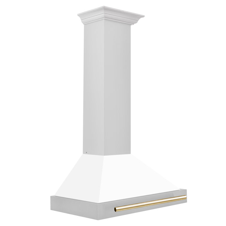 ZLINE 30" White Matte and Gold Stainless Steel Range Hood