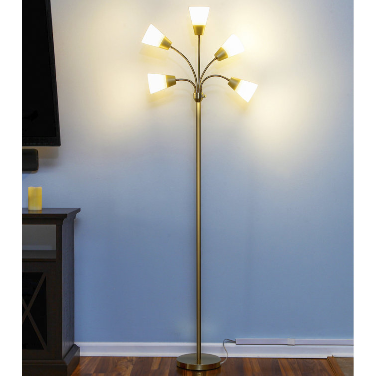 Medusa Brass 78" LED Floor Lamp with Adjustable Multi-Head