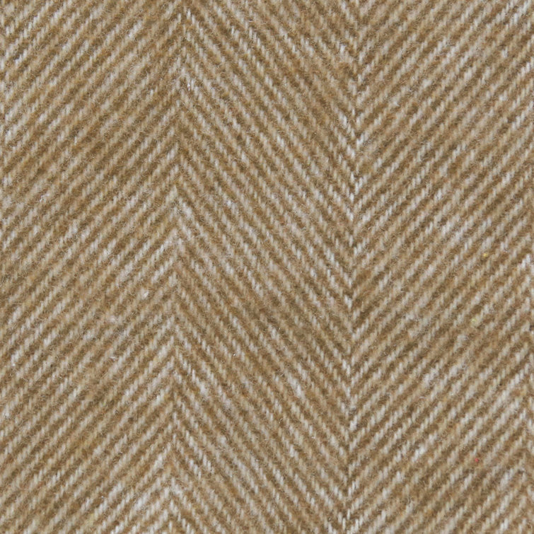 Caramel Herringbone Wool Throw Blanket with Fringe