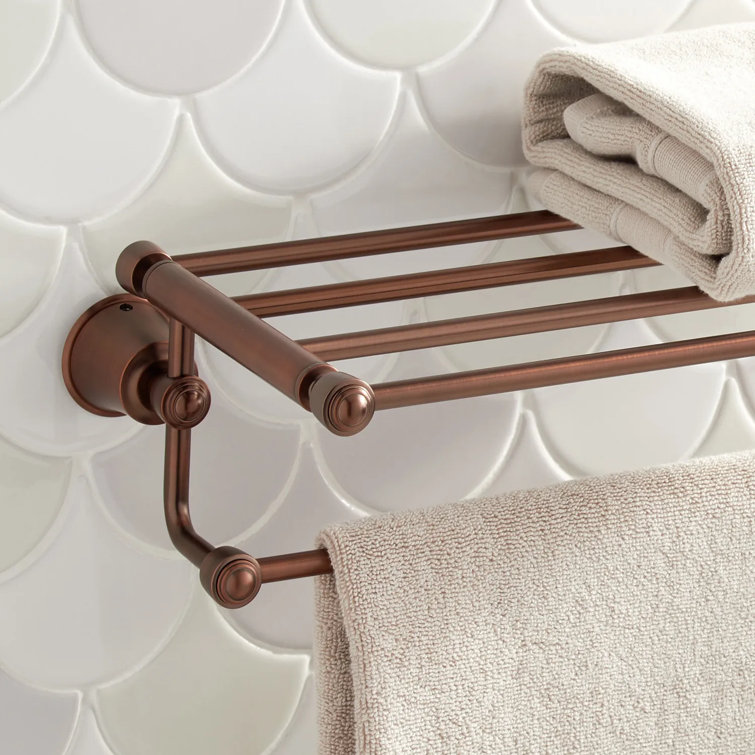 Oil Rubbed Bronze Wall-Mounted Towel Rack with Shelf