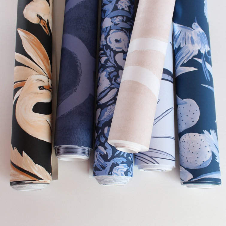 Blue Matte Vinyl Self-Adhesive Removable Wallpaper
