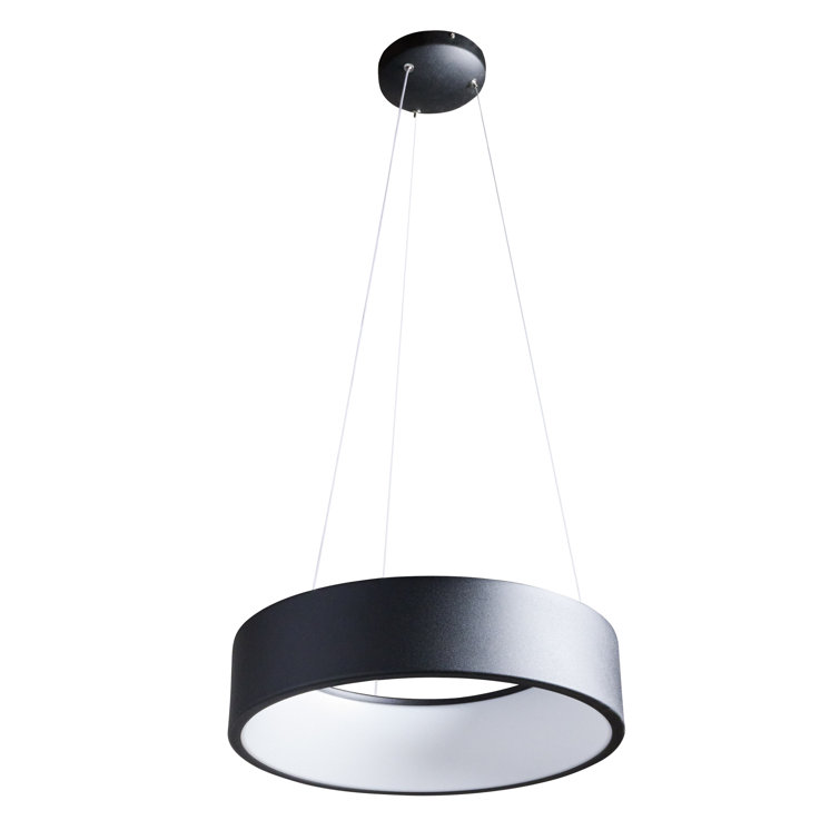 Fynn 17.75" Black Drum LED Pendant Light