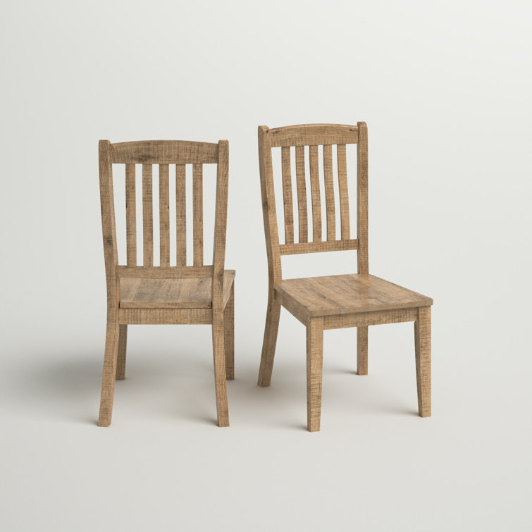 Rustic Brown Solid Pine Slat Back Side Chair