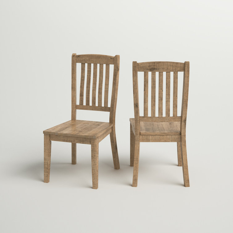 Rustic Brown Solid Pine Slat Back Side Chair