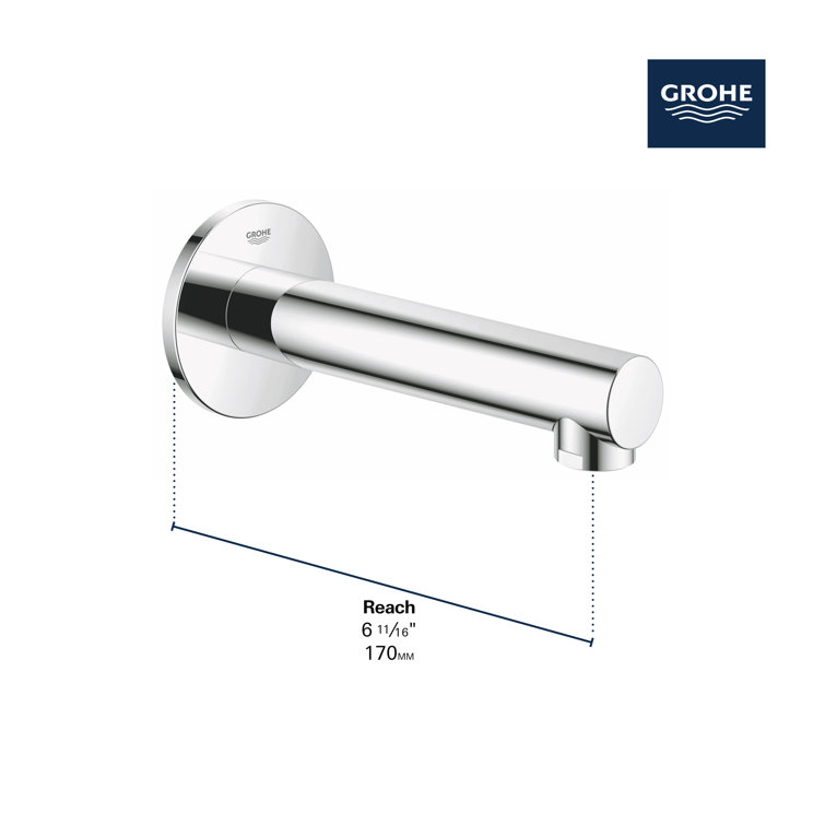 Contemporary Black and Chrome Wall Mounted Tub Spout