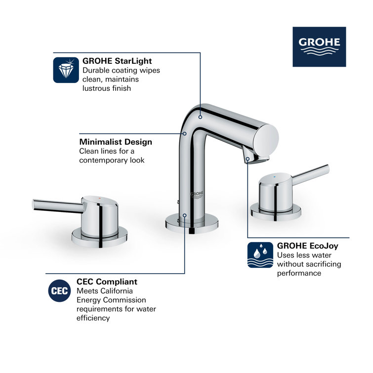 Brushed Nickel Modern Widespread Bathroom Faucet with Drain Assembly