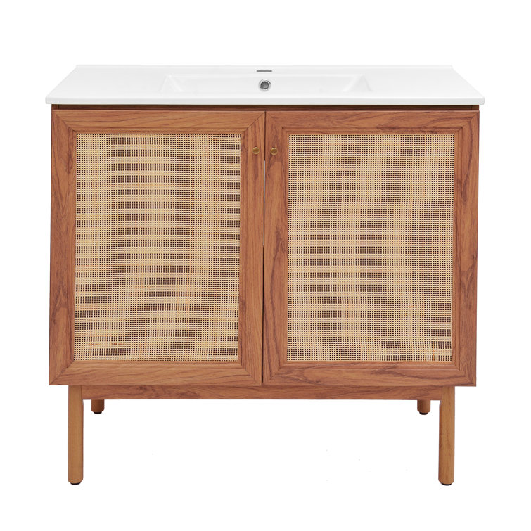 Classe 36" Oak Freestanding Bathroom Vanity with Mesh Doors