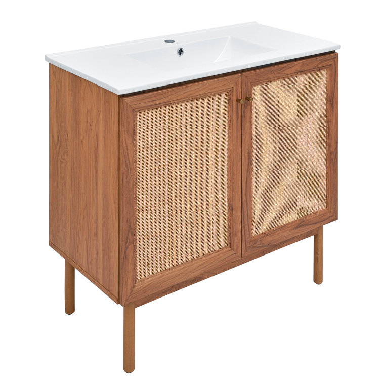 Classe 36" Oak Freestanding Bathroom Vanity with Mesh Doors