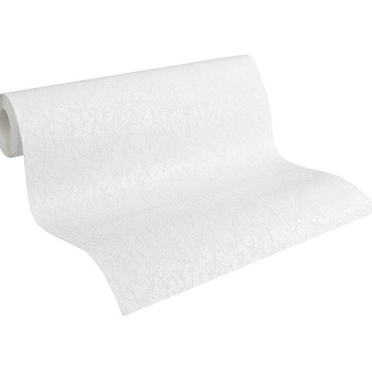33' L x 21'' W White Textured Non-Woven Wallpaper Roll