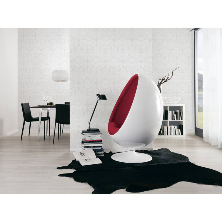 White Embossed Non-Woven Damask Wallpaper Roll