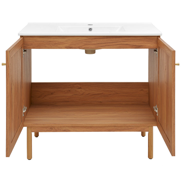 Classe 36" Oak Freestanding Bathroom Vanity with Mesh Doors
