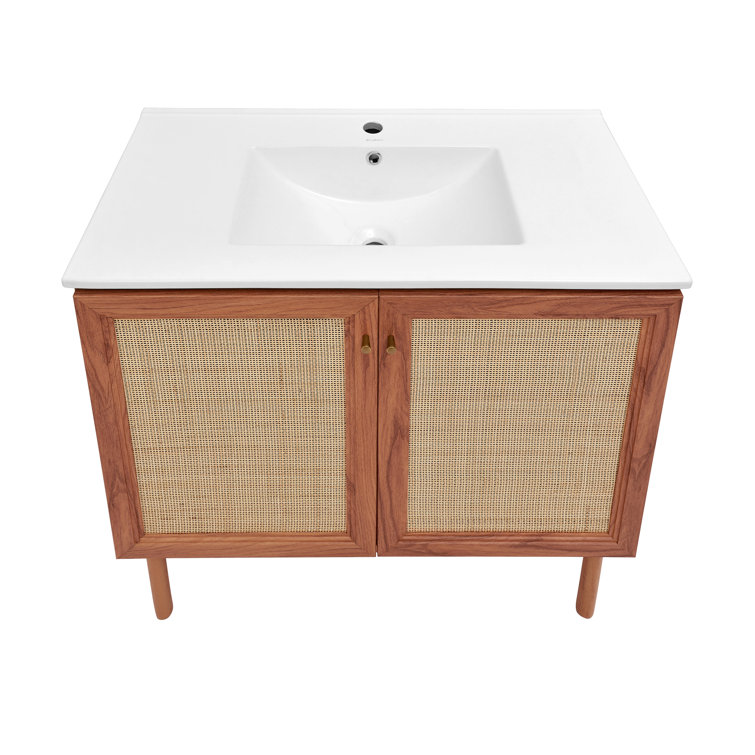 Classe 36" Oak Freestanding Bathroom Vanity with Mesh Doors