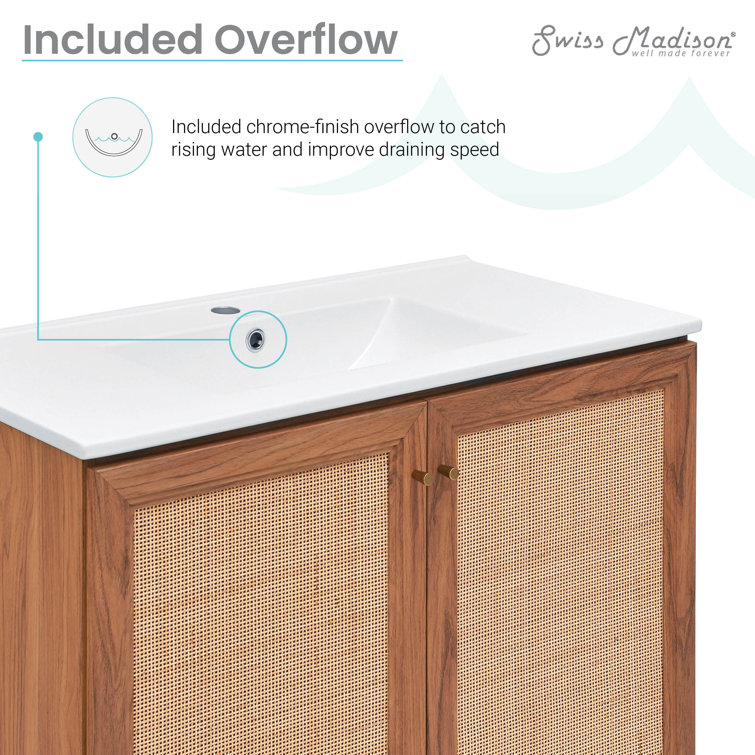 Classe 36" Oak Freestanding Bathroom Vanity with Mesh Doors