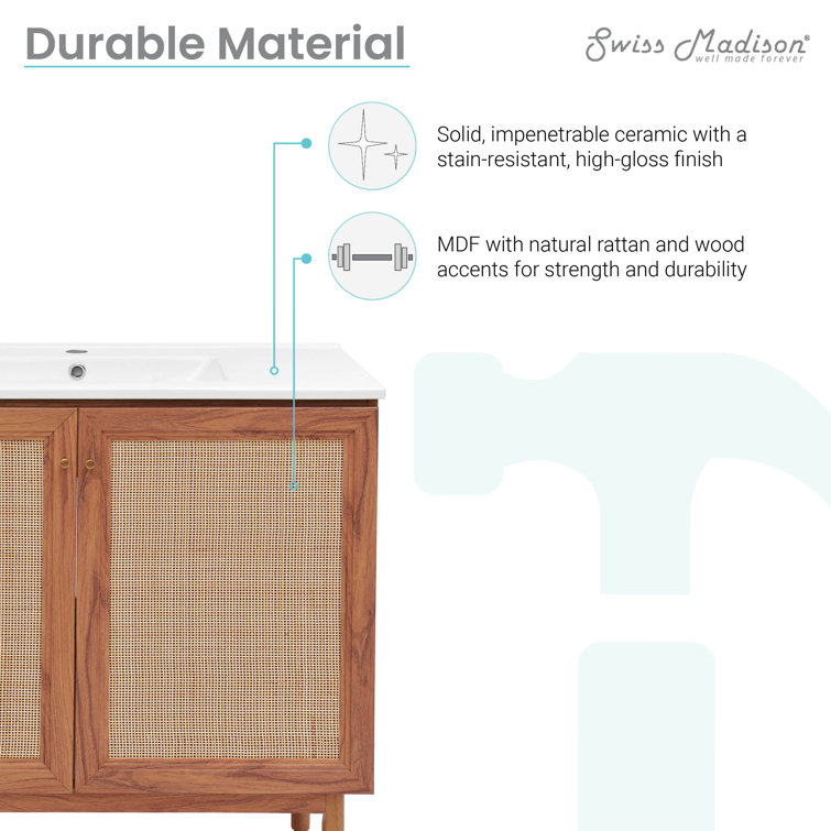 Classe 36" Oak Freestanding Bathroom Vanity with Mesh Doors