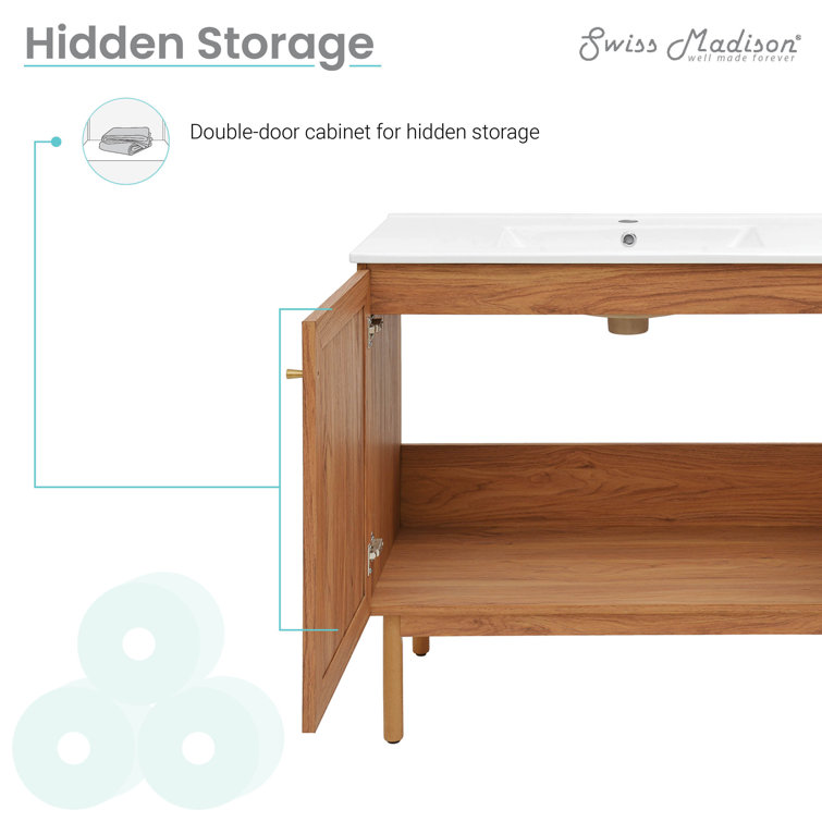 Classe 36" Oak Freestanding Bathroom Vanity with Mesh Doors